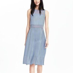 Timo Weiland X Banana Republic Size 4 Blue Gingham Plaid Silk Sleeveless Dress